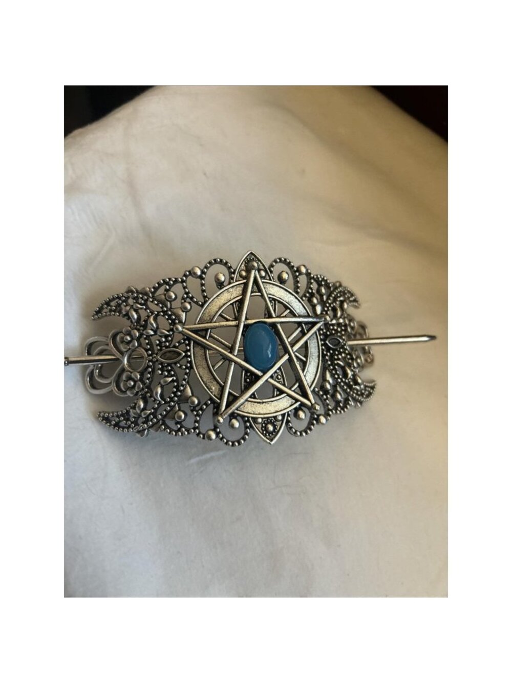 Celtic Hair Pin Moon Star Teal Silver Mythical Hair Accessory New Hair Ponytail